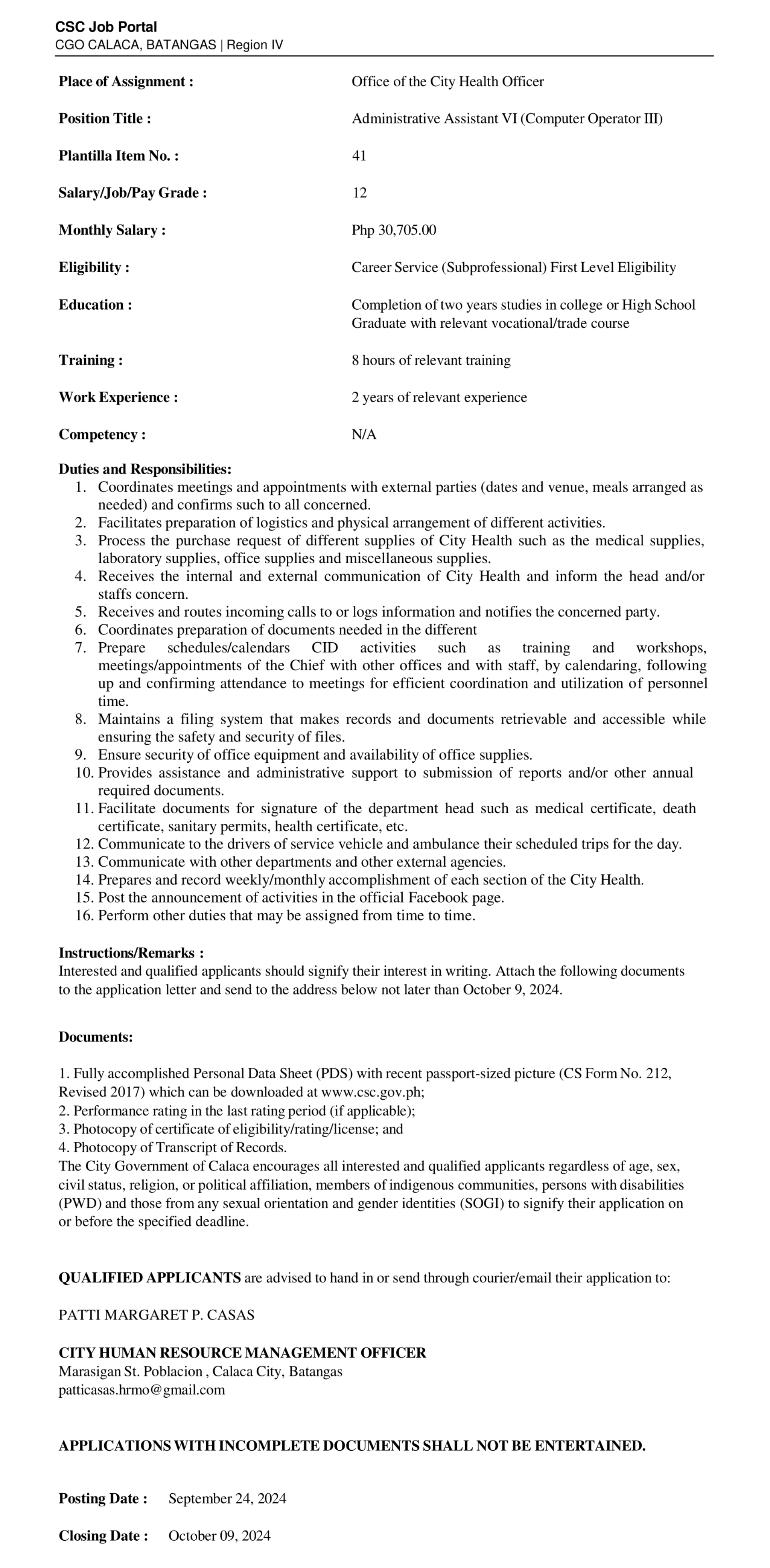 Administrative Assistant VI (Computer Operator III)